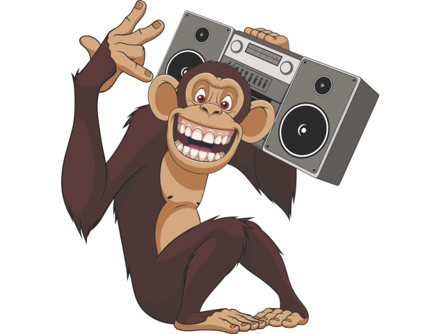 Autocollant Singe Chimpanzé Musique - Divers Animaux