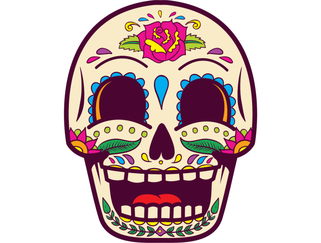 Autocollant Tête De Mort Mexiciane Drôle Beige - Autocollants têtes de mort mexicaines