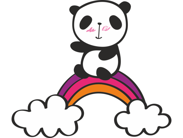 Autocollant Panda Arc En Ciel - Stickers Enfants