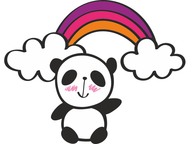 Autocollant Panda Arc En Ciel Nuage - Stickers Enfants