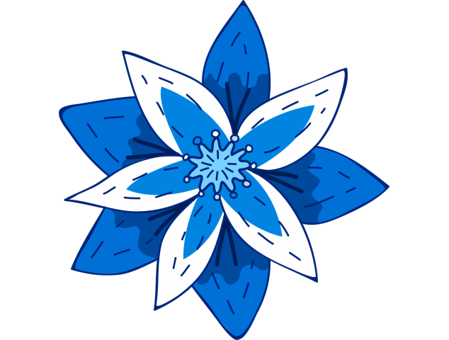 Autocollant Fleur Bleu Foncé - ref.d12068