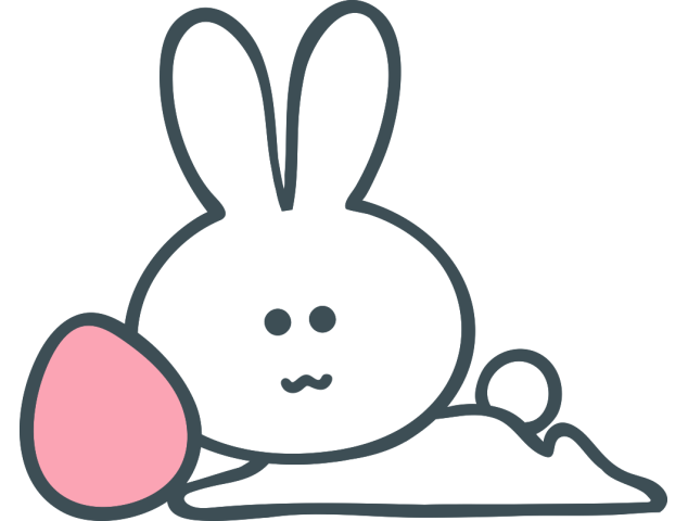 Autocollant Lapin uf Pâques Rose Couché - Stickers Enfants