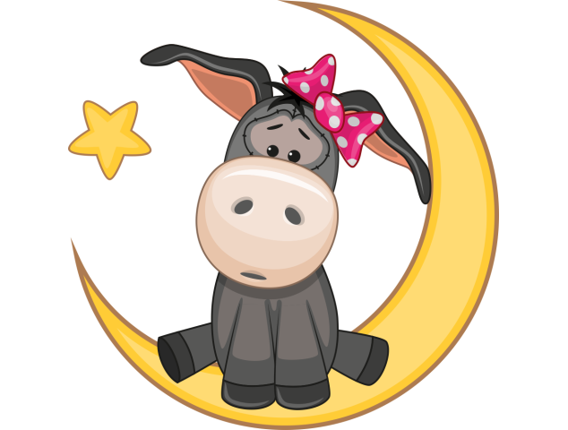 Autocollant âne Mignon Lune - Stickers Enfants