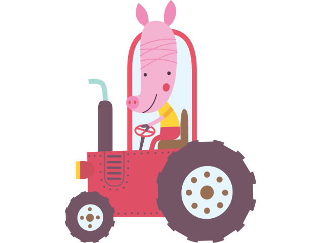 Autocollant Tracteur Cochon Enfant - Stickers Enfants