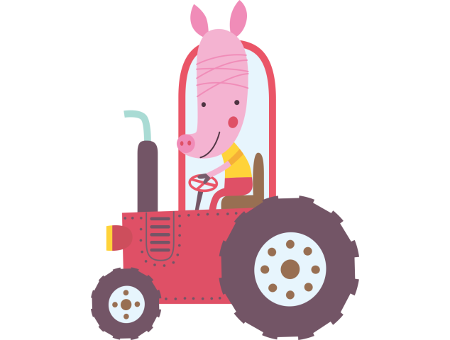 Autocollant Tracteur Cochon Enfant - Stickers Enfants