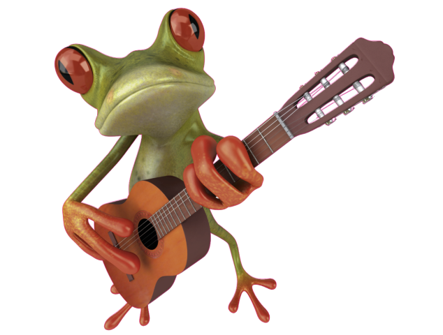 Autocollant Grenouille Guitariste - Grenouilles