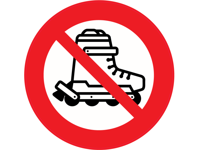 Panneau Interdiction aux patins à roulettes et rollers - Signalétique