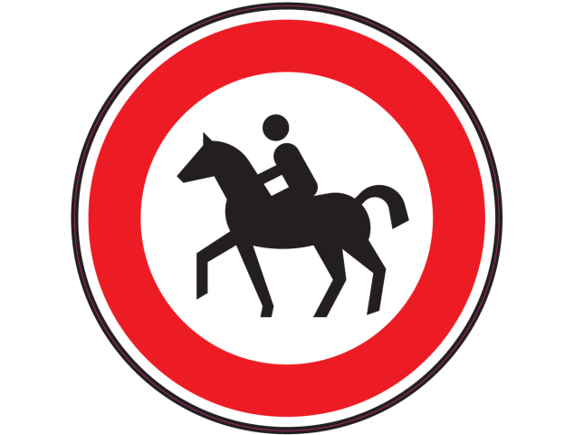 Panneau Interdiction aux cavaliers et chevaux - Signalétique