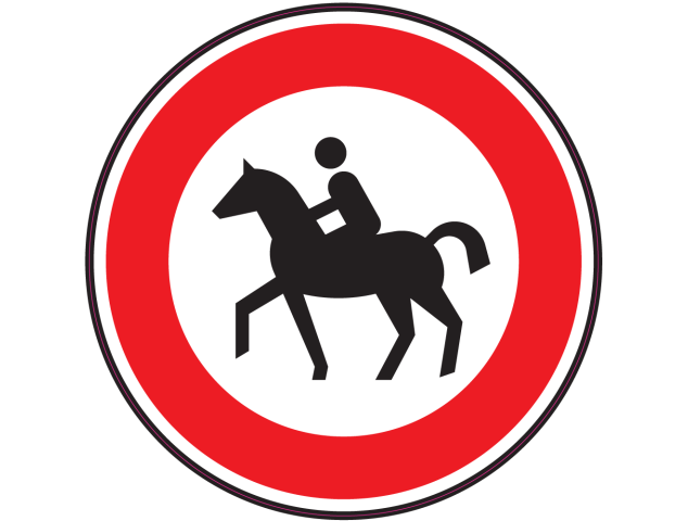 Panneau Interdiction aux cavaliers et chevaux - Signalétique