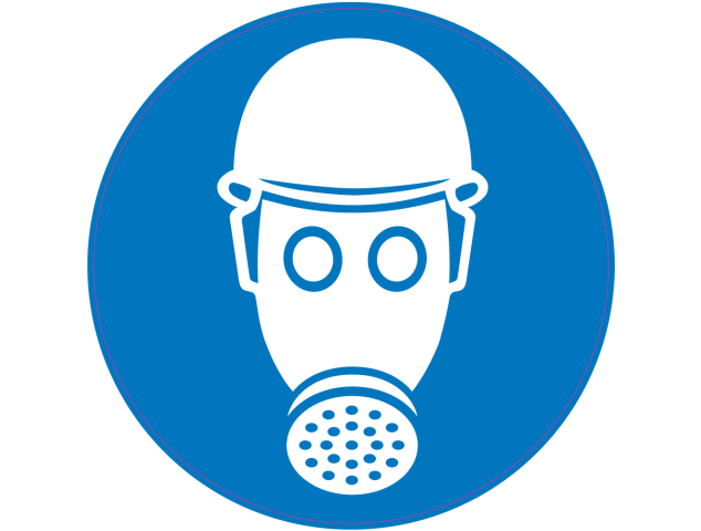 Panneau Obligation Porter casque de sécurité et masque anti-gaz - Signalétique