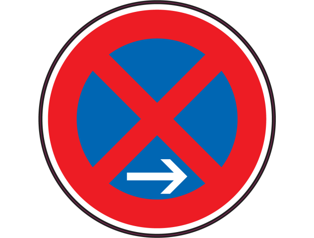 Panneau Interdiction de stationner ou de s'arrêter à droite - Signalétique