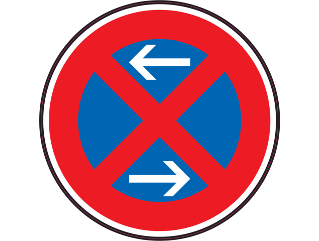Panneau Interdiction de stationner ou de s'arrêter à droite ou à gauche - Signalétique