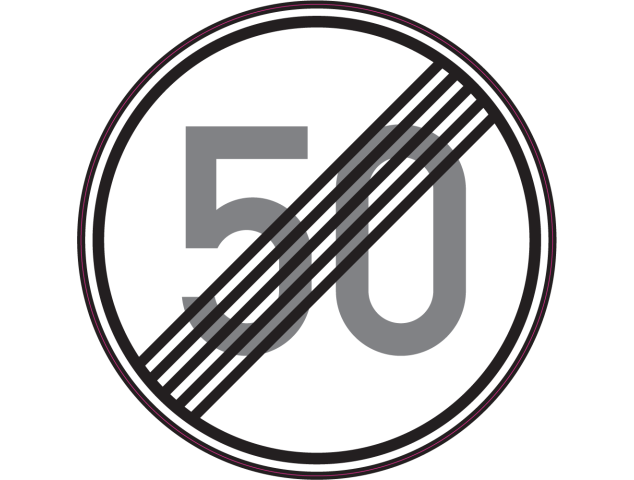 Panneau Indication Fin limitation vitesse 50km/h - Signalétique