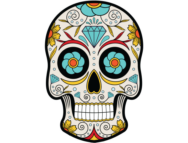 Calavera - Tete De Mort Mexicaine 14 - Autocollants têtes de mort mexicaines