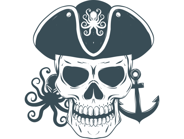 Autocollant Pirate Skull Pieuvre - Indiens - Pirates