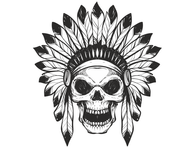 Autocollant Indien Skull - Indiens - Pirates