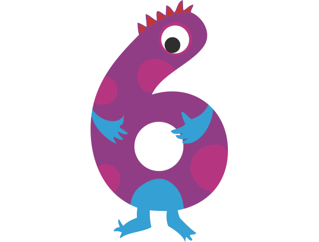 Autocollant Numéro Monstre Enfant 6 - Stickers Enfants