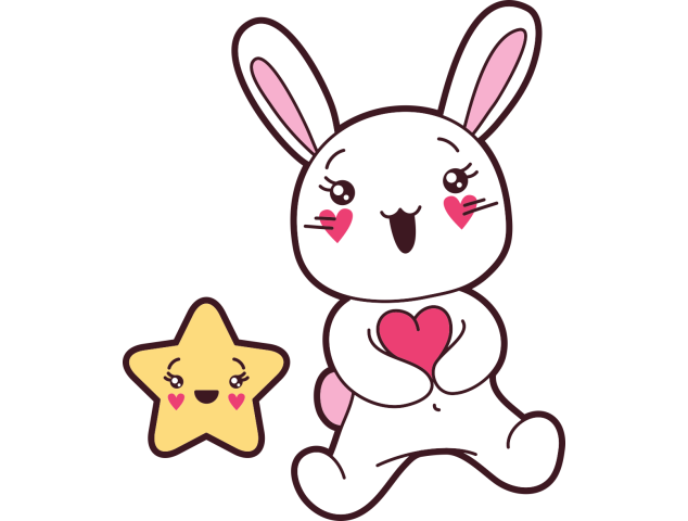 Autocollant Lapin Kawai Manga étoile - Stickers Enfants