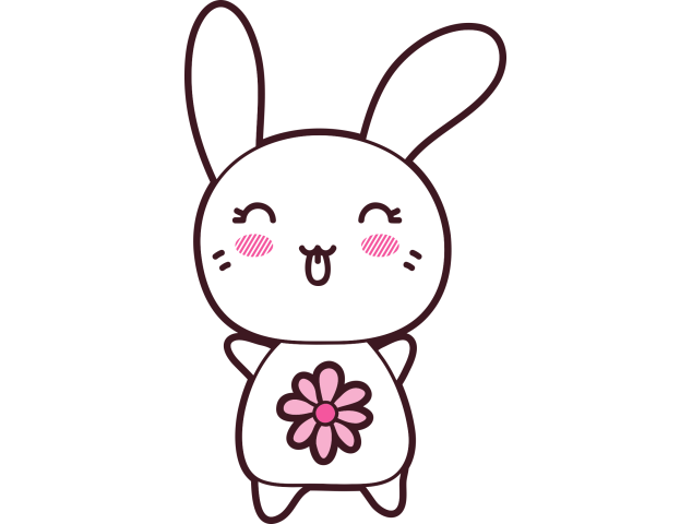 Autocollant Lapin Kawai Manga Fleurs - Stickers Enfants