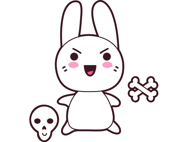 Autocollant Lapin Kawai Manga Tête De Mort 2 - Stickers Enfants