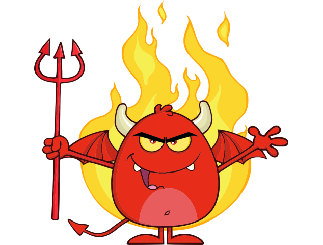 Autocollant Diable Cartoon Flamme - Diables et démons
