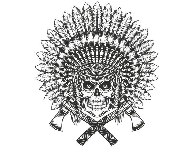 Autocollant Indien Skull 6 - Indiens - Pirates