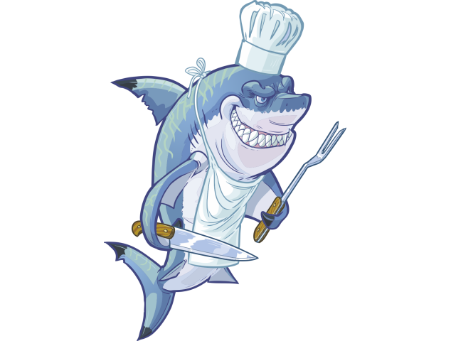Autocollant Mascotte Requin Cuisine - Divers Animaux
