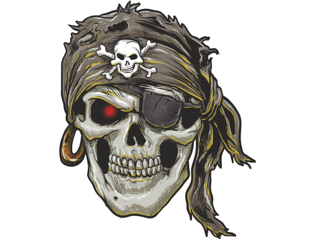 Autocollant Tête De Mort Pirate - Têtes de Mort