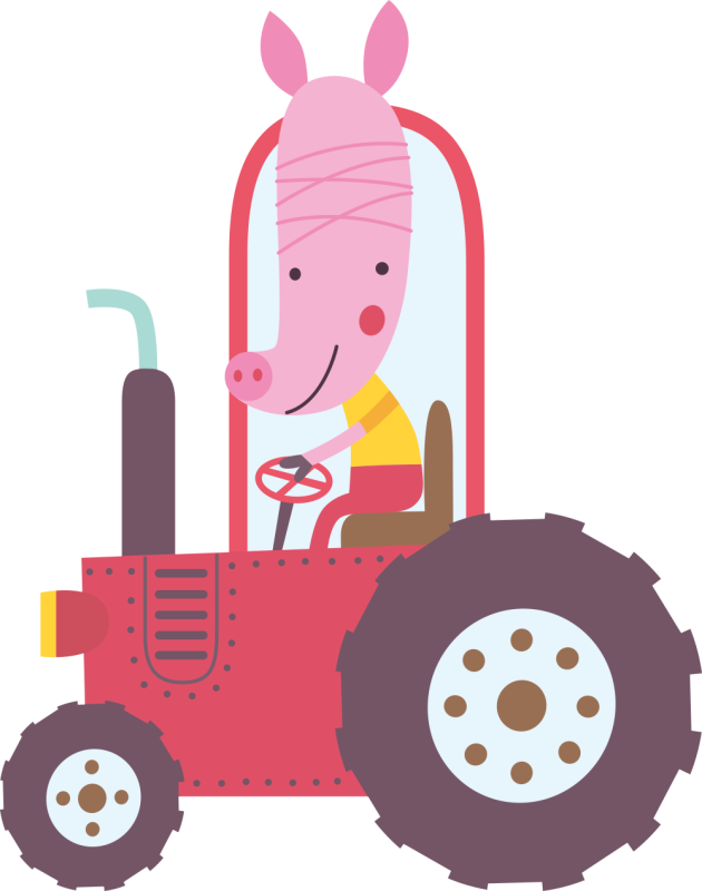 Autocollant Tracteur Cochon Enfant Ref D12232 Autocollants Stickers