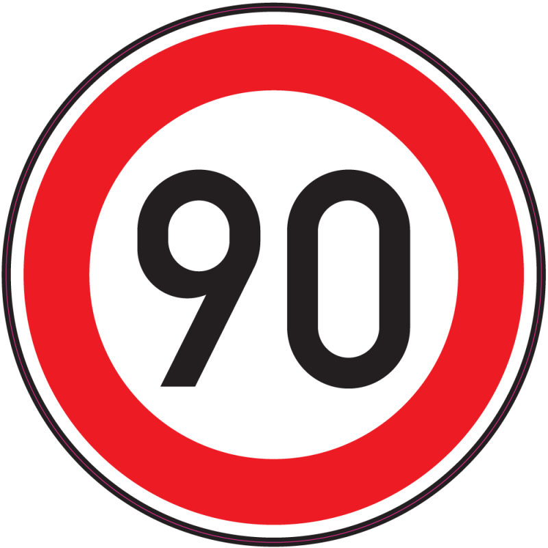 Panneau Interdiction Limite vitesse 90km/h | Autocollants-Stickers