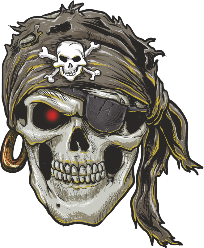 Wandkings Sticker "Pirates Drapeau Tete de mort" 2x a4 Set Autocollant Deco Mur