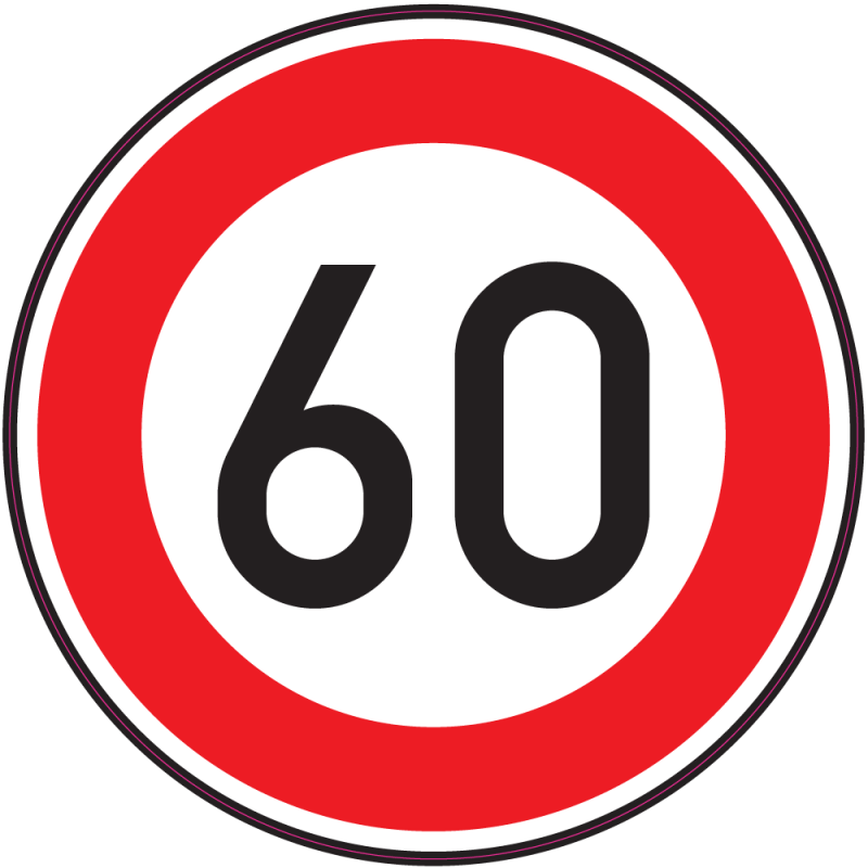 Panneau Interdiction Limite vitesse 60km/h | Autocollants-Stickers