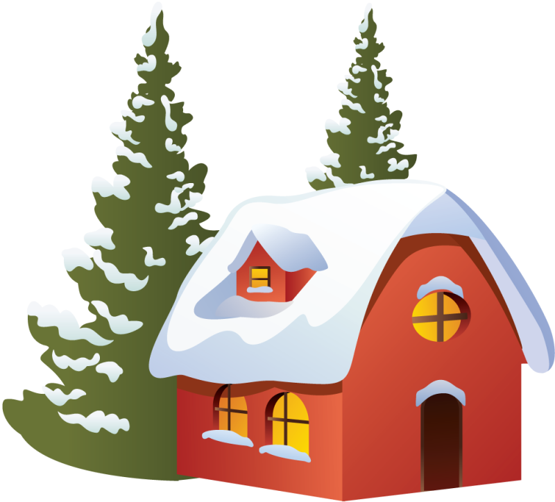 Déco Noel Chalet Avec Ses Sapins  Autocollants-Stickers