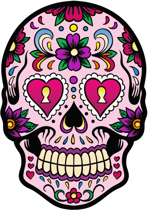Tete De Mort Mexicaine Dessin Couleur Calavera - Tete De Mort Mexicaine 2 | Autocollants-Stickers