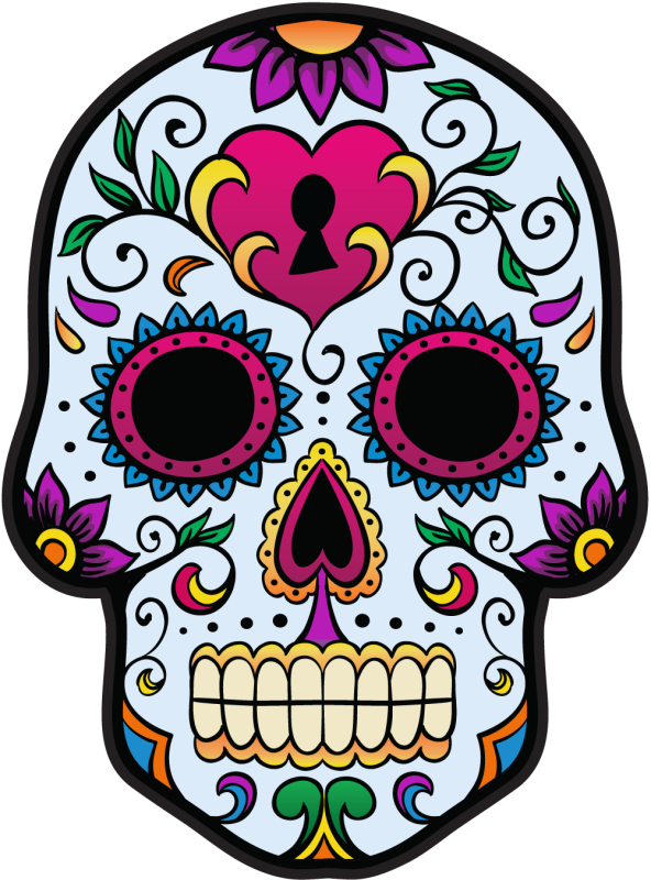 Tete De Mort Mexicaine Dessin Couleur Calavera - Tete De Mort Mexicaine 3 | Autocollants-Stickers