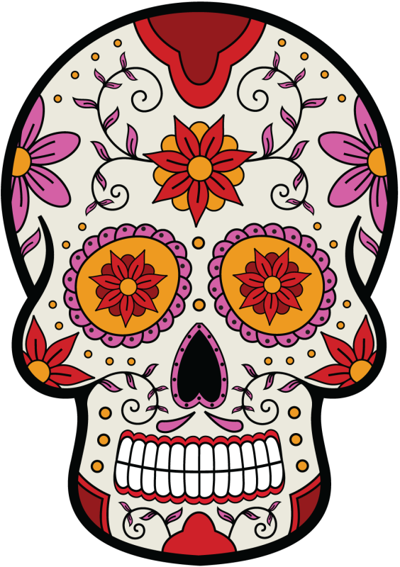 Tete De Mort Mexicaine Dessin Couleur Calavera - Tete De Mort Mexicaine 7 | Autocollants-Stickers