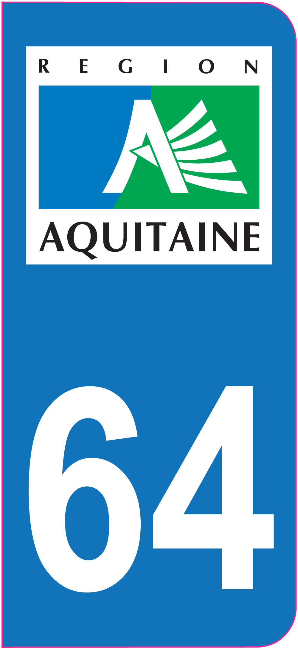 Logo De Plaque Immatriculation Aquitaine 64 " FABRICATION FRANCAISE " 