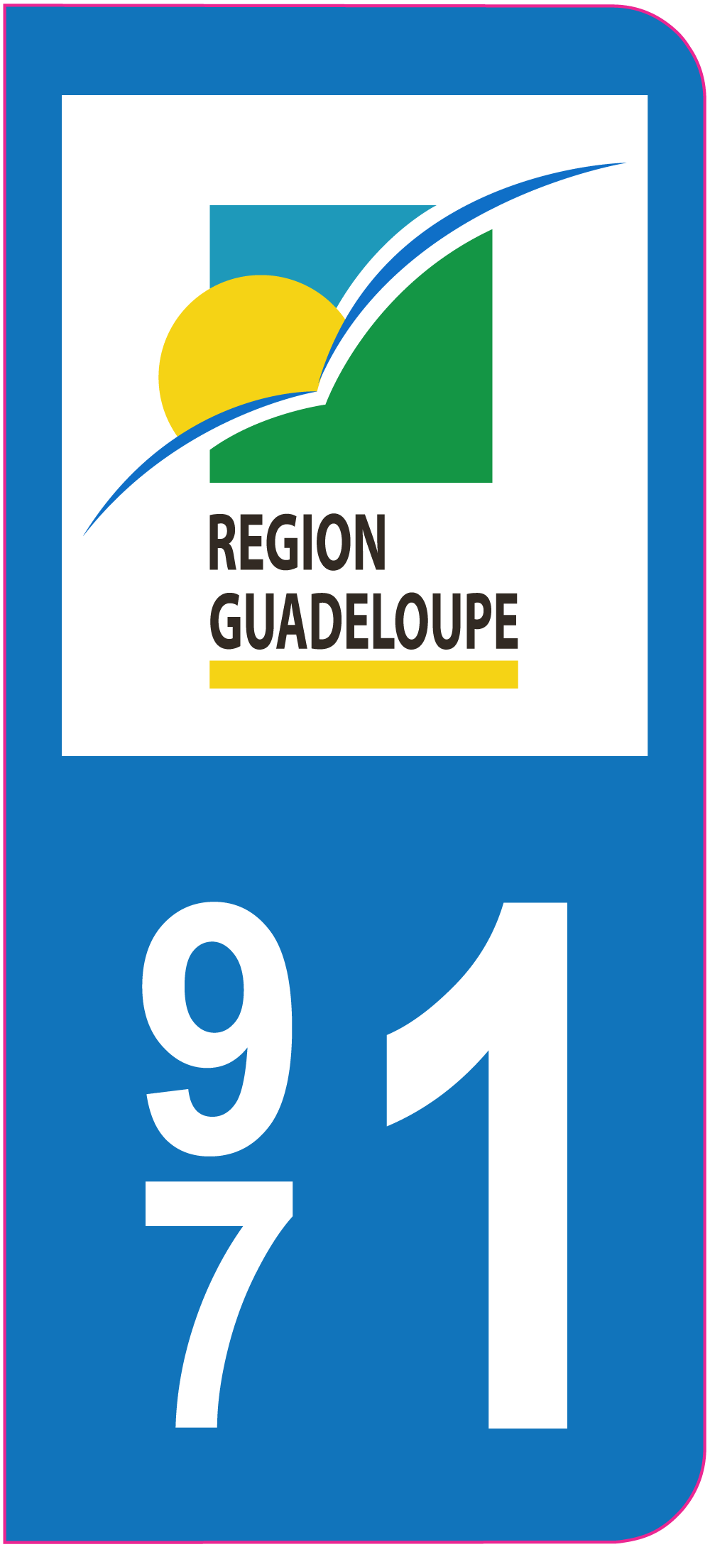 Autocollant Plaque Immatriculation 971 Guadeloupe - Noir Et Couleur | Lot De 2 Stickers